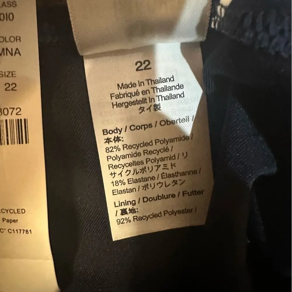 J. Crew Cutout one-piece full-coverage swimsuit with buttons in navy stripe NEW - Picture 5 of 5